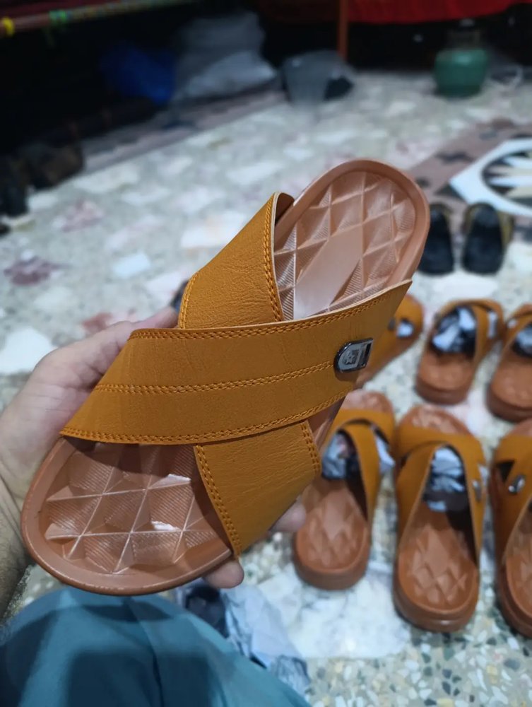 Men's Brown Cross Strap Slide Sandals