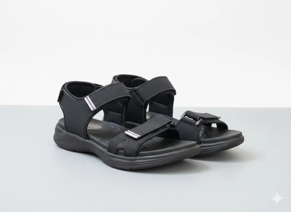 Men's Black Fabric Fancy Sandals