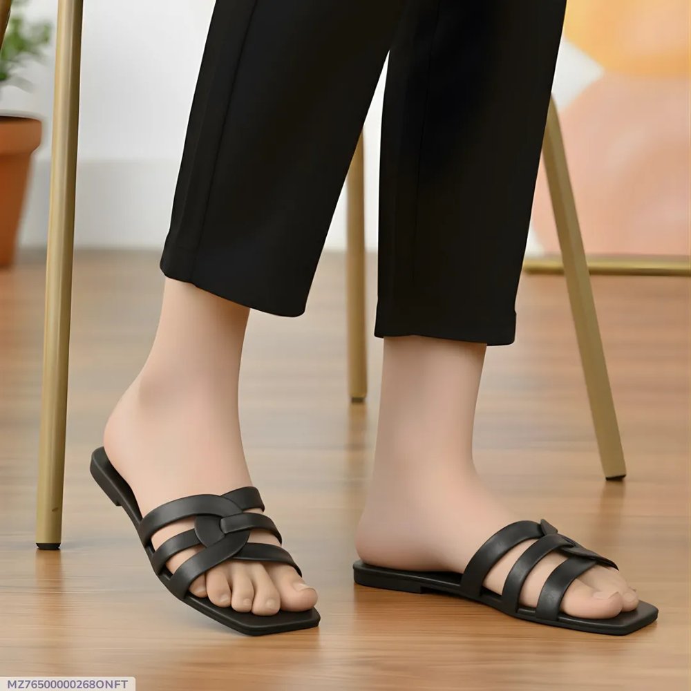 Women's Black Rexine Casual Flats