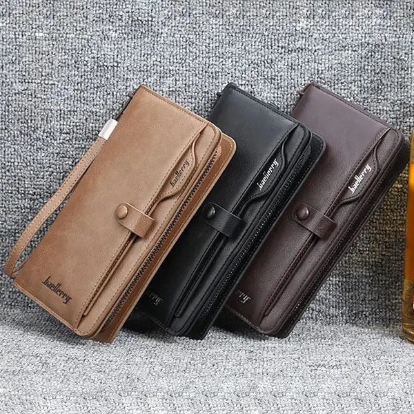 Men's Long Zipper Leather Wallet