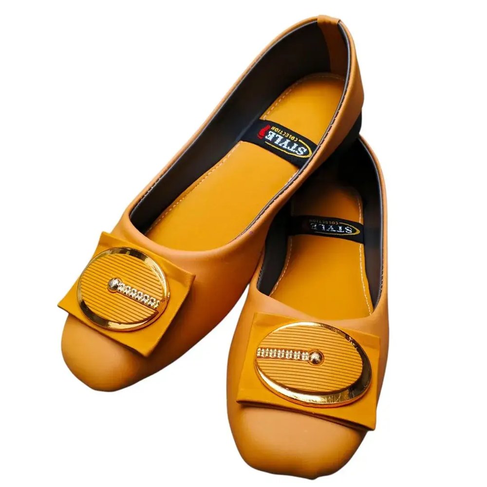 Women's Mustard Synthetic Leather Fancy Pumps