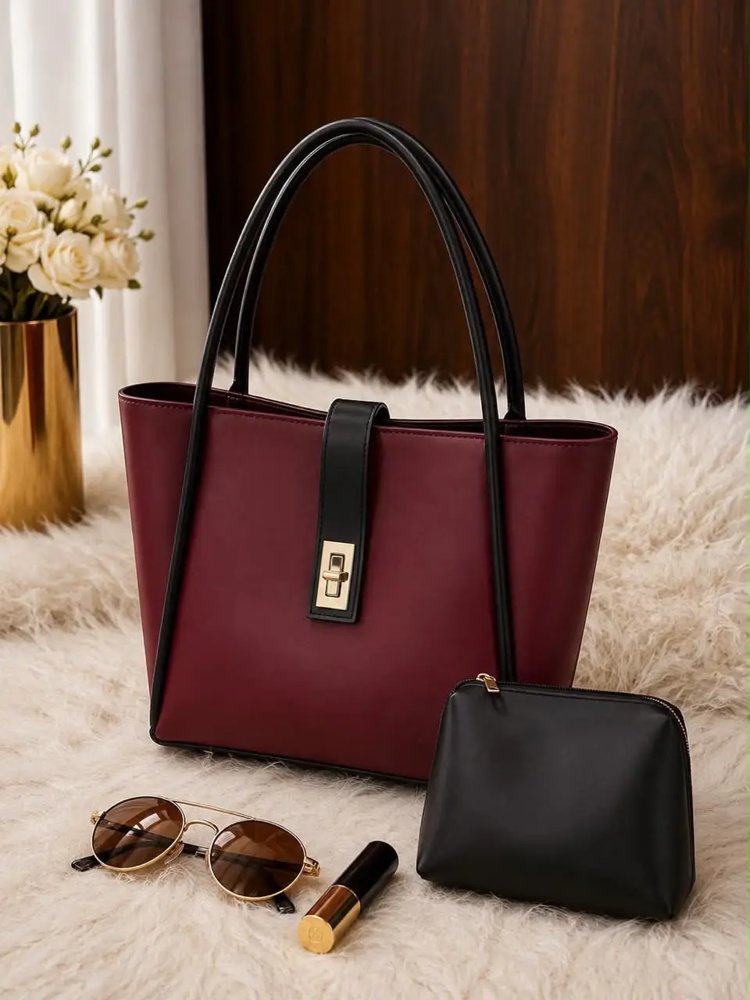 Women's Maroon Leather Plain Shoulder Bag