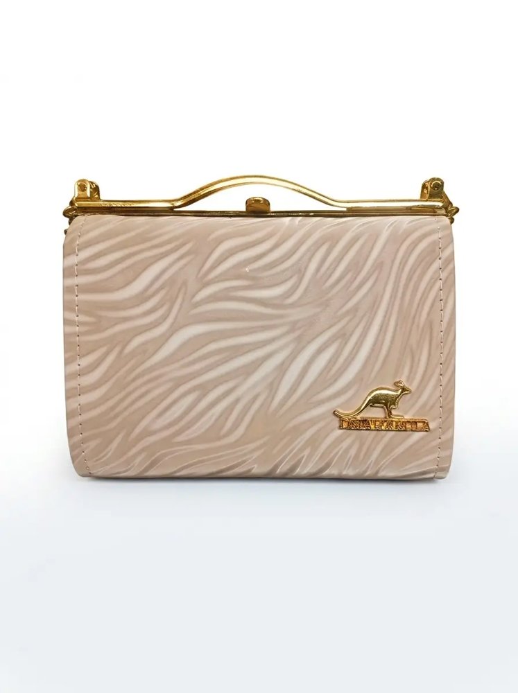 Women's Off White PU Leather Plain Hand Bag