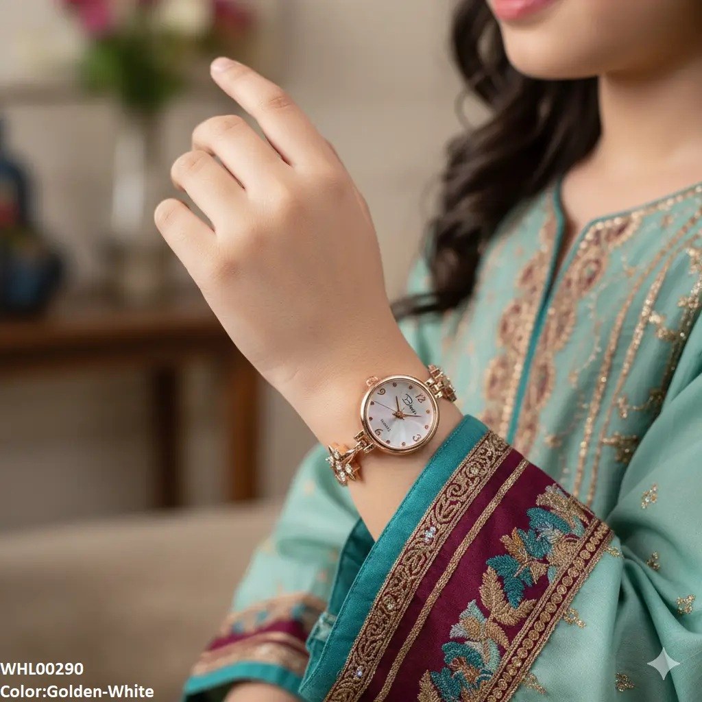 Golden Stainless Steel Chain Watch for Girls | Ladies Watches